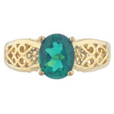 2.3ct Engagement Ring Oval Cut Green Emerald Filigree 14k Yellow Gold Finish