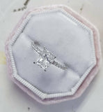 0.7ct Radiant Cut Diamond Accent Solitaire Engagement Ring 14k White Gold Finish