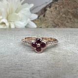 0.5ct Round Cut Simulated Pink Ruby Floral Engagement Ring 14k Rose Gold Plated
