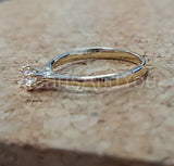 0.12ct Round Cut Moissanite Solitaire Engagement Ring 14k Yellow Gold Plated