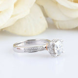 2.5ct Round Cut Diamond Engagement Ring Dual Row Accents Halo 14k WhiteGold Over