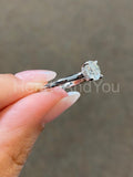 0.3ct Round Cut Moissanite Hidden Halo Engagement Ring 14k White Gold Plated