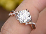1ct Cushion Cut Diamond Solitaire Eternity Engagement Ring 14k Rose Gold Finish