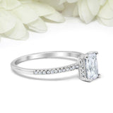 1.5ct Radiant Diamond Engagement Ring Solitaire with Accent 14k White Gold Over
