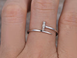 0.1ct Round Cut Diamond Twisted Nail Unique Engagement Ring 14k WhiteGold Finish