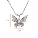 0.75ct Round Cut Moissanite Butterfly Pendant 14k White Gold Plated NO CHAIN