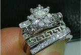 2.5ct Round Cut Diamond Engagement Ring 14k White Gold Finish Floral Bridal Set