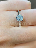 0.3ct Round Cut Moissanite Hidden Halo Engagement Ring 14k White Gold Plated
