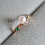 0.5ct Round Cut Simulated Diamond Pearl Minimalist Ring 14k Rose Gold Plated