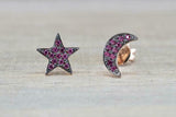 0.3ct Round Cut Purple Amethyst Star and Moon Stud Earrings 14k Rose Gold Finish