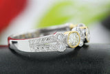 Vintage Beaded Bezel Set Engagement Ring 1ct Round Diamond 14k White Gold Finish