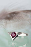 0.5ct Round Cut Pink Ruby Engagement Ring Solitaire Curved 14k White Gold Finish