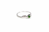 0.2ct Engagement Ring Round Cut Green Peridot Solitaire 14k White Gold Finish