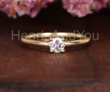 0.3ct Round Cut Moissanite Solitaire Women Engagement Ring 14k White Gold Plated