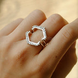 0.43ct Round Cut Moissanite Geometric Ring Guard Women 14K White Gold Plated