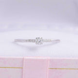 0.6ct Round Cut Diamond Engagement Ring Minimalist Promise 14k White Gold Finish