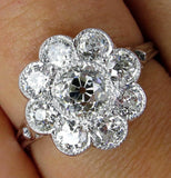 4Ct Round Cut Diamond Milgrain Floral Halo Engagement Ring 14K White Gold Finish