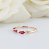 1ct Marquise Cut Alternate Pink Ruby Diamond Wedding Band 14k Rose Gold Finish
