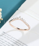 0.3ct Round Cut Moissanite Curved Women Wedding Band 14k Rose Gold Plated