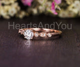 0.55ct Round Cut Moissanite Milgrain Women Engagement Ring 14k Rose Gold Plated