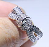 2ct Round Cut VVS1 Diamond Engagement Ring 14k White Gold Finish Ribbon Bow Knot