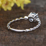 1ct Round Cut Aquamarine Rope Shank Solitaire Accent Ring 14k White Gold Finish