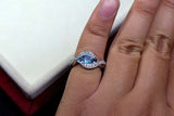 2.45ct Engagement Ring Round Cut Blue Topaz Swirl Twist 14k White Gold Finish