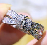 2ct Round Cut VVS1 Diamond Engagement Ring 14k White Gold Finish Ribbon Bow Knot