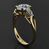 Pear Accents Trilogy Engagement Ring 2ct Oval Cut Diamond 18k White Gold Finish