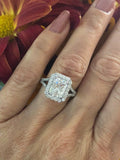 2.7ct Radiant Cut Diamond Engagement Ring Halo Split Shank 14k White Gold Finish