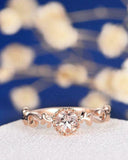 1ct Round Cut Peach Morganite Engagement Ring 14k Rose Gold Finish Solitaire