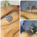 1.7ct Round Cut Diamond Crown Solitaire Engagement Ring 14k White Gold Finish