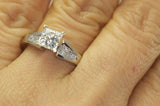 2Ct Princess Cut Diamond Accents Engagement Solitaire Ring 14K White Gold Finish