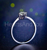 0.5ct Round Cut Moissanite Swirl Solitaire Engagement Ring 14k White Gold Plated