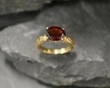 1ct Engagement Ring Oval Cut Red Garnet Vintage Solitaire 14k Yellow Gold Finish