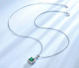 2.2ct Green Emerald Pendant Princess Cut Floral Halo 14k WhiteGold Over NO CHAIN