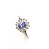 2.3ct Oval Cut Blue Tanzanite Halo Ballerina Cocktail Ring 14k White Gold Finish