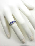 2ct Round Cut Blue Sapphire Wedding Band Ring Anniversary 14k White Gold Finish