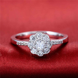 2Ct Round Cut Diamond Halo Floral Design Engagement Ring 18K White Gold Finish