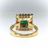 2.5ct Green Emerald Halo Stylish Cocktail Engagement Ring 14k Yellow Gold Finish