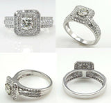 6Ct Round Cut Diamond Dual Halo Cluster Engagement Ring 14K White Gold Finish