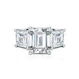 Asscher Accents Trilogy Engagement Ring 2.6ct Emerald Diamond 14k WhiteGold Over