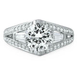 3.5ct Round Cut VVS1D Diamond Engagement Ring Split Shank 14k White Gold Finish