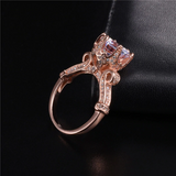 1ct Round Cut Diamond Engagement Ring 14k White Gold Finish Lotus Flower Design