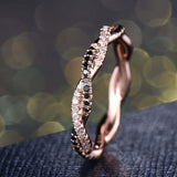 1.5ct Round Cut Black & White Diamond Infinity Eternity Band 14k RoseGold Finish