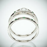1.7Ct Round Cut Diamond Emerald Bridal Set Minimalist Ring 14K White Gold Finish