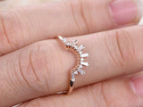 0.5ct Baguette Cut Diamond Royal Princess Crown Wedding Band 14k RoseGold Finish