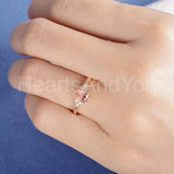 1ct Pear Cut Simulated Morganite Minimalist Engagement Ring 14k Rose Gold Plated
