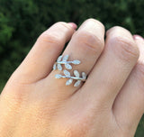 1Ct Round Cut Diamond Olive Branch Promise Engagement Ring 14K White Gold Finish