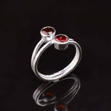 0.45ct Engagement Ring Round Cut Red Garnet Bypass Style 14k White Gold Finish